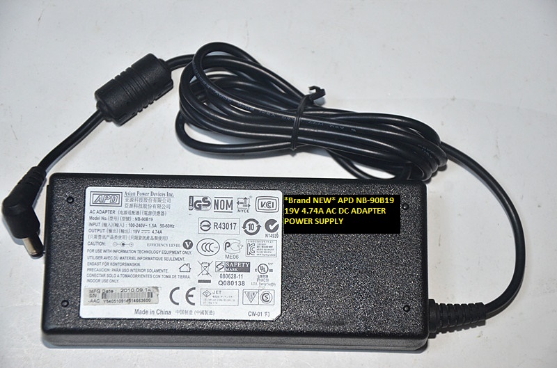 *Brand NEW* APD NB-90B19 19V 4.74A AC DC ADAPTER POWER SUPPLY - Click Image to Close